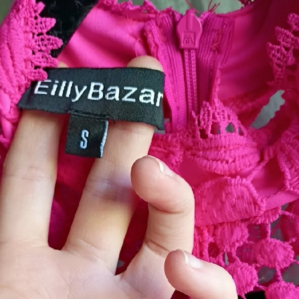 Vibrant Pink Lace Midi Dress - Picture 2 of 5